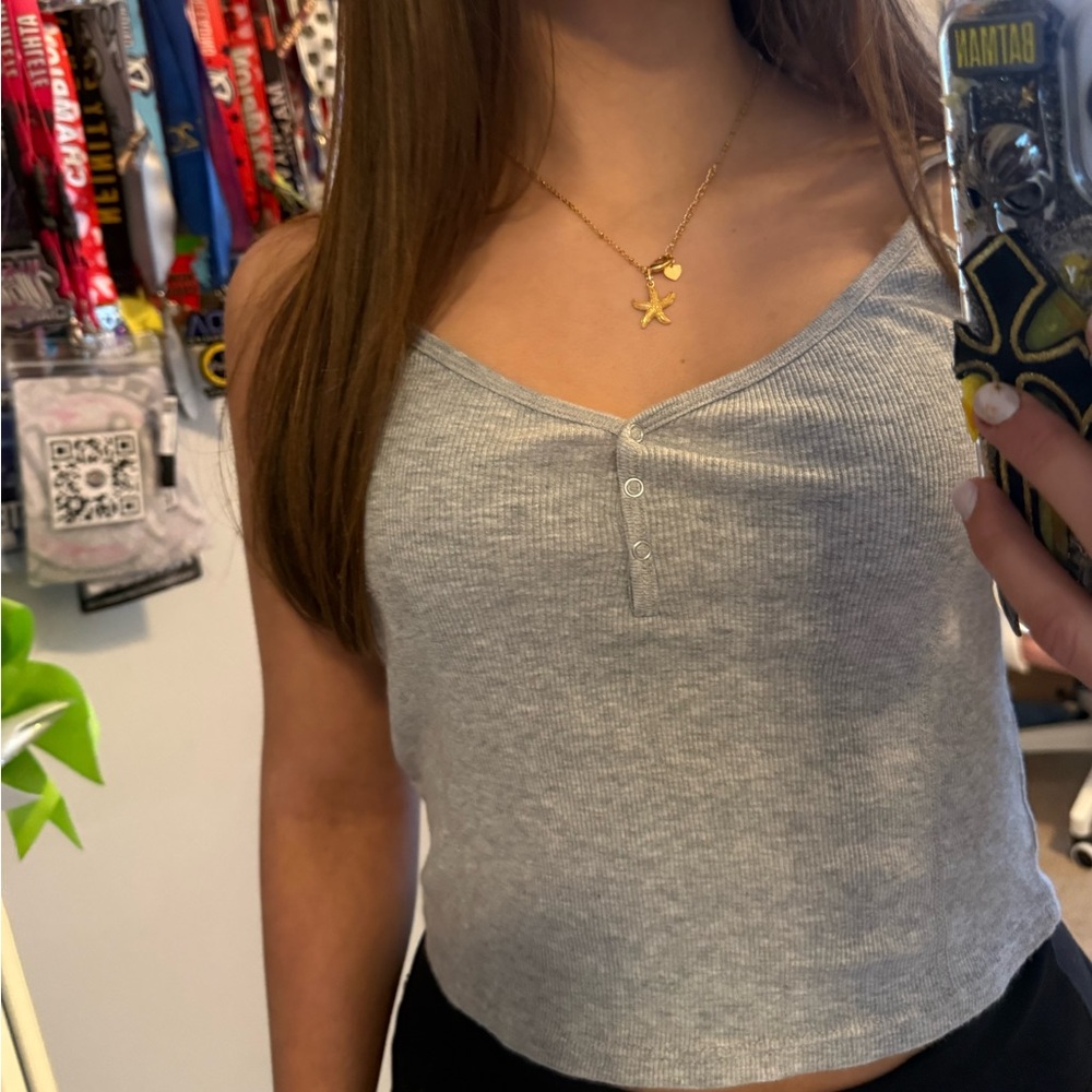 Topshop Light Gray Ribbed Camisole - Picture 3 of 3
